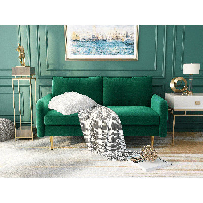 Casey 58" Velvet Round Arms Sofa Loveseat