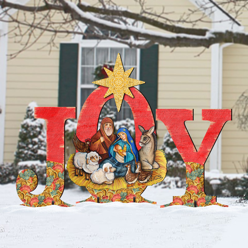 Joy Nativity Yard Lawn Art