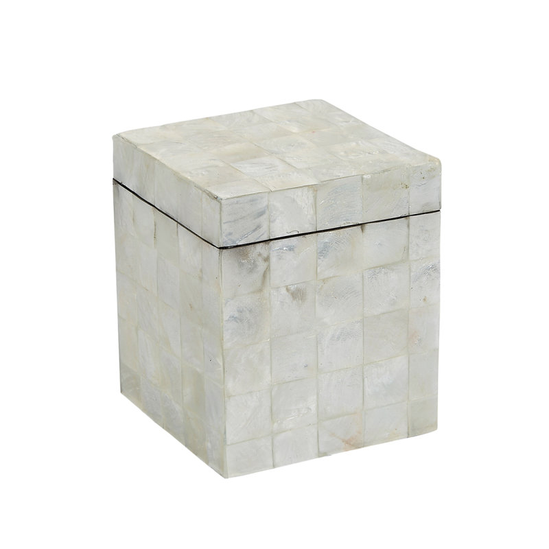 White Tiled Capiz Shell 7pc Bathroom Set