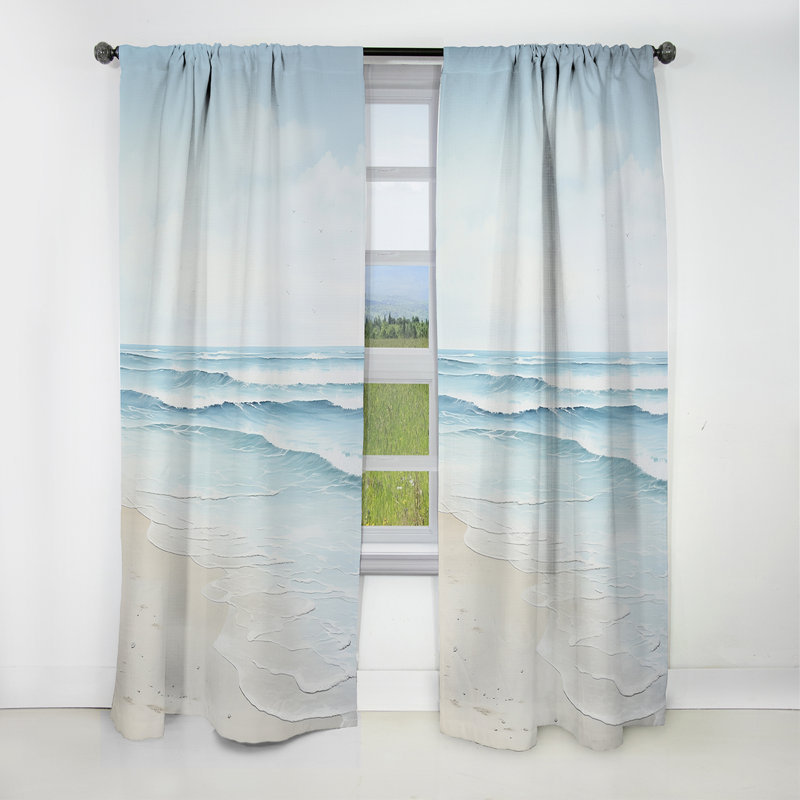 Beach Photo Tranquil Waters I - Coastal Beach Curtain - Blackout Curtain - 1 Panels, 52" W x 84" L