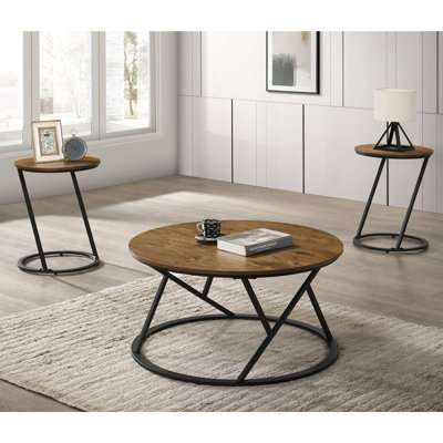 Nash 3-Piece Round Coffee Table Set With Metal Frames by Wrought Studio