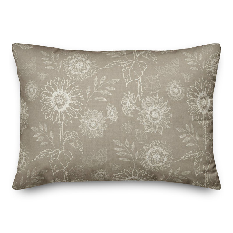 Housse de coussin rectangulaire en polyester / mélange de polyester, Taupe