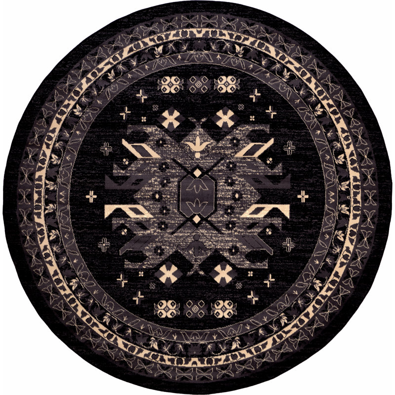 Tapis noir Eesi Southwestern, Rond 7 pi 10 po