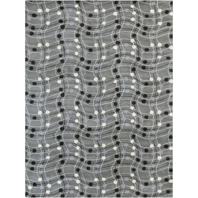 Tapis gris et noir en laine touffeté à la main Bajrang