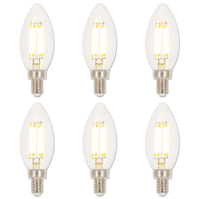 Clear Dimmable LED Candelabra Bulbs, 6-Pack, 2700K
