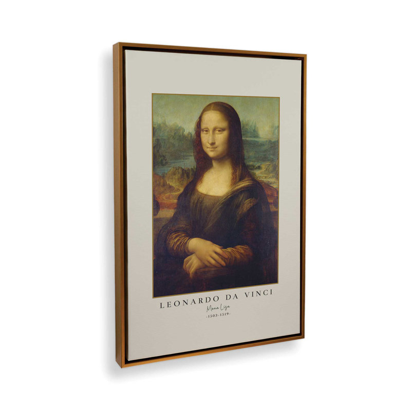 «Mona Lisa» par Leonardo Da Vinci, H 18,75 po x l 12,75 po, Cadre flottant or poli
