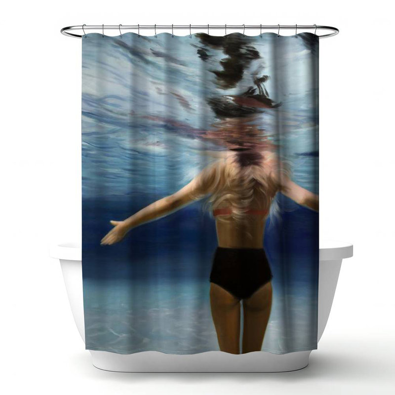 Shower Curtain FI62 – Polyester Shower Curtain, Dye Sublimation Print, 71" W × 74" L