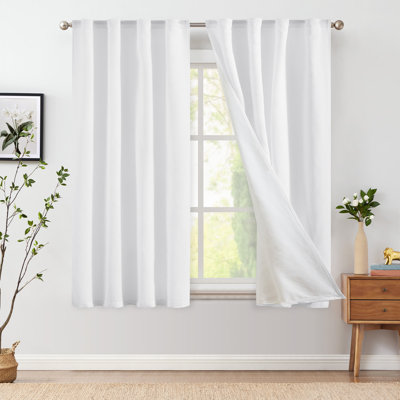 Linen Blend Solid Color Rod Pocket Curtains