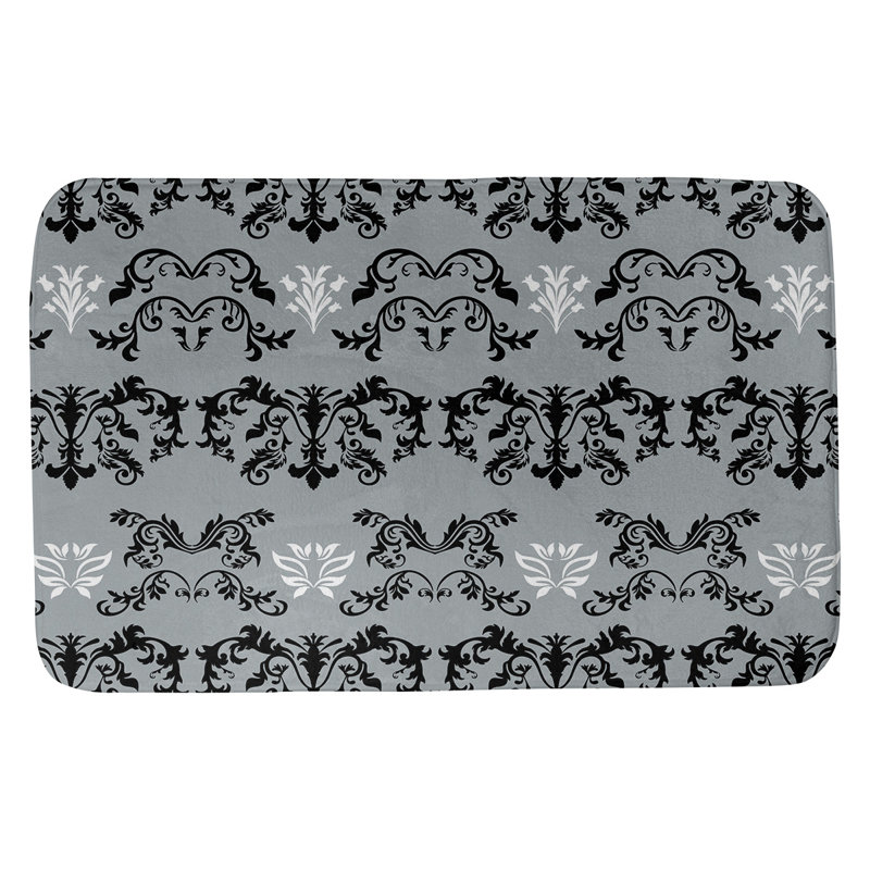 Tapis pour salle de bain Las Vegas, l 17 po x L 24 po, Noir/argent/blanc