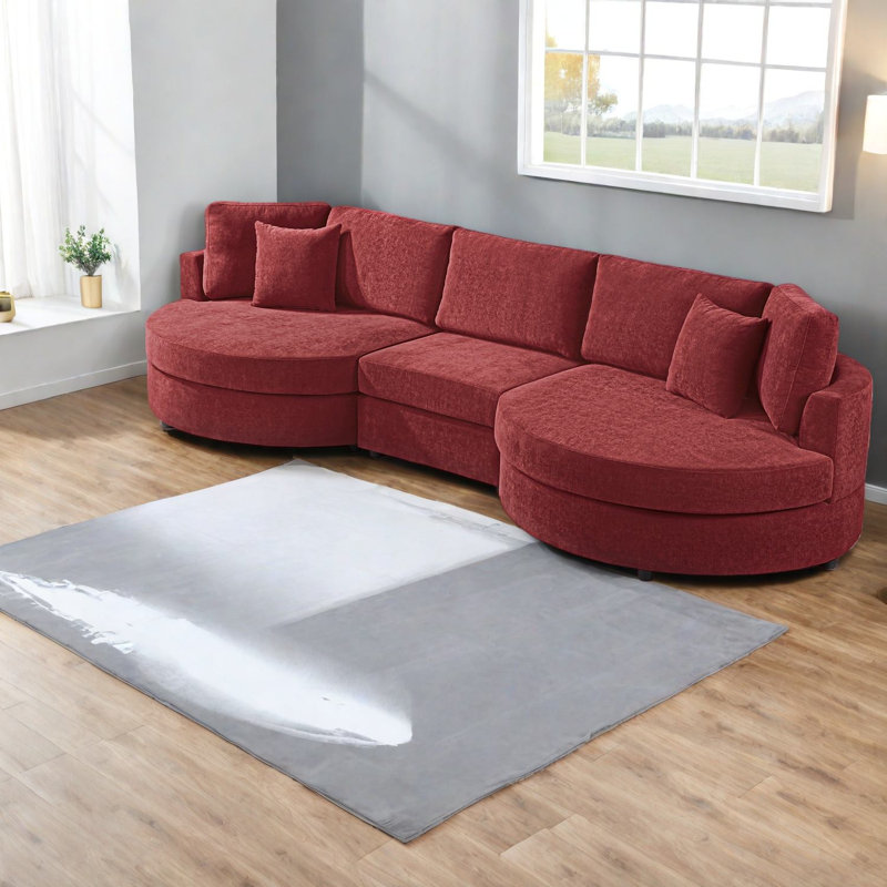 Modern Spacious Red Chenille Sofas For Elegant Living Rooms