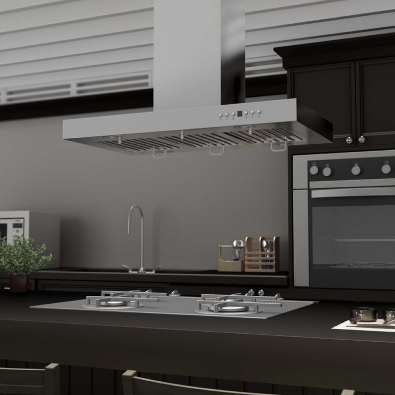 30" 400 CFM Convertible Island Range Hood, Stainless Steel, 30"
