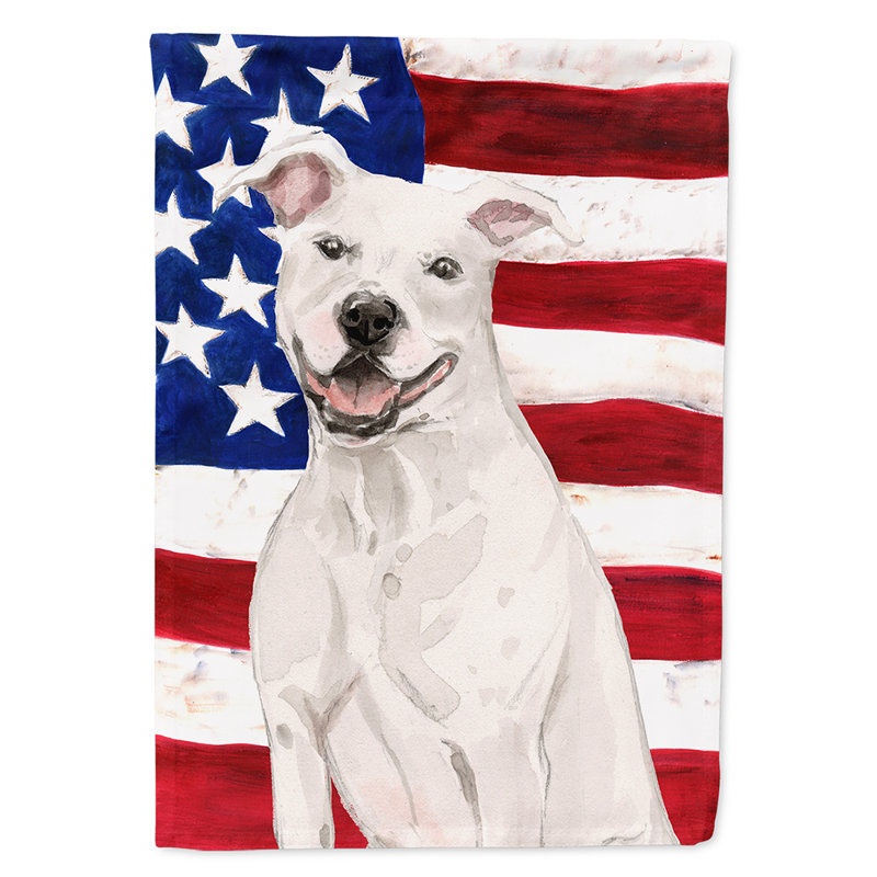 Drapeau de maison en polyester à 2 côtés Shahnur, Blanc Staffordshire Bull Terrier