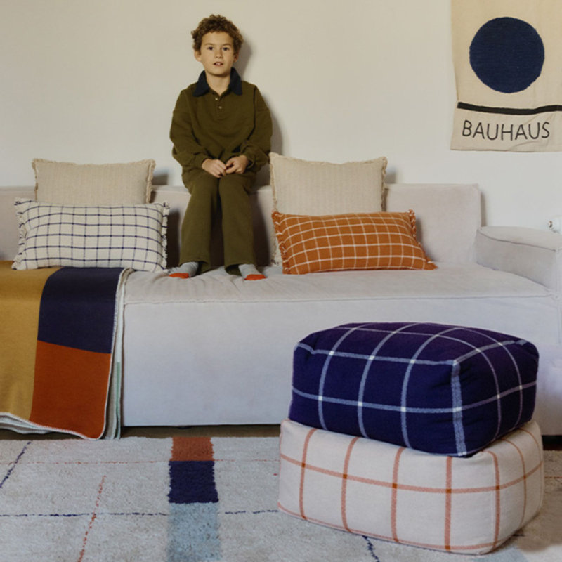 Pouf Geo Block, Navy Blue