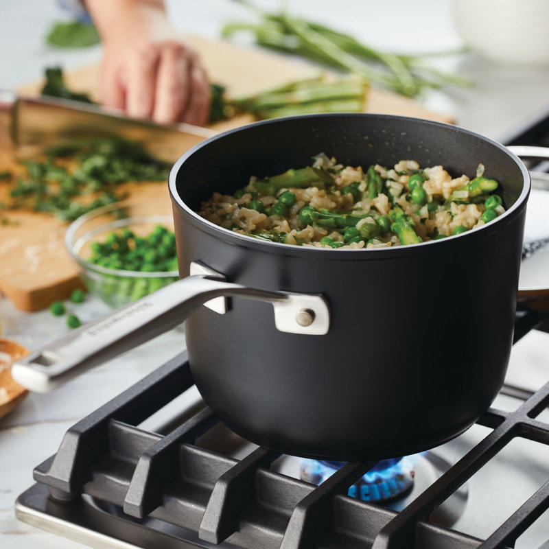KitchenAid Hard-Anodized Induction Nonstick Saucepan with Lid, 3-Quart