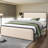 Modern Upholstered Bed Frame with Storage - Curved Beige Headboard, Heavy Duty Metal Slats, 800 lbs Capacity-1635274281