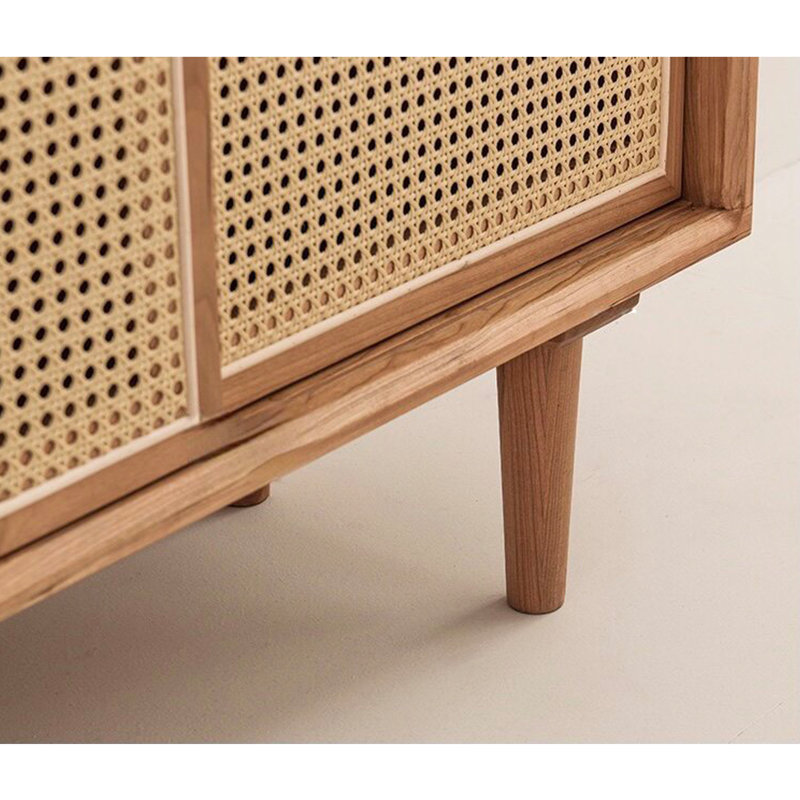 Buffet de rangement à porte en rotin de style nordique