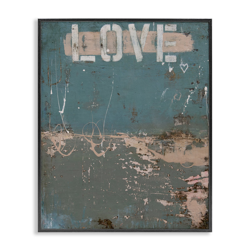 Giclée abstraite encadrée «Everlast Love Grunge», conception par Erin Ashley, Giclée encadrée noir minuit, H 30 po x l 24 po