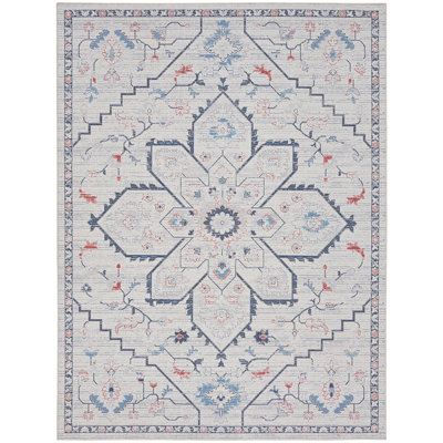 Oriental Machine Washable Area Rug in Gray