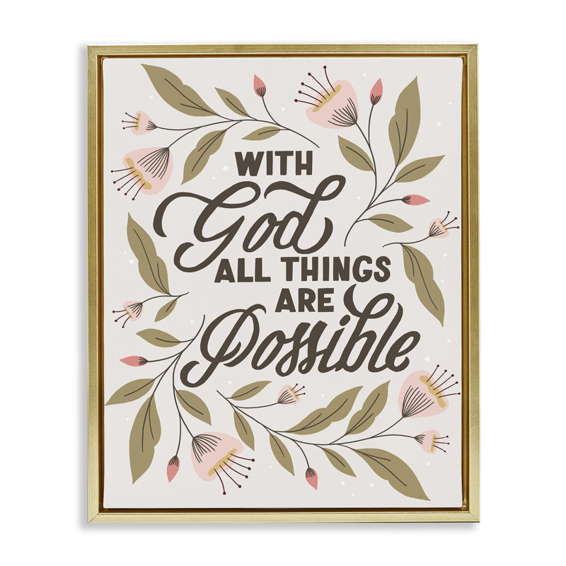 «All Things possible With God», art mural sur toile flottante, design par Muffin Grayson, H 21 po x l 17 po