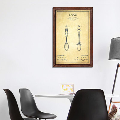 Spoon Vintage Patent Blueprint by Aged Pixel - Floater Frame Print on Canvas