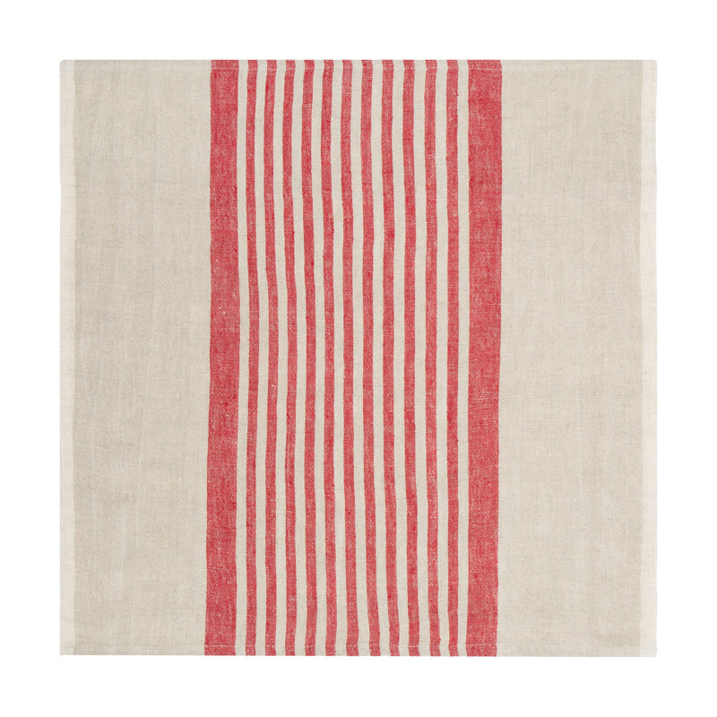 Brittany Square Napkin, Natural/Red