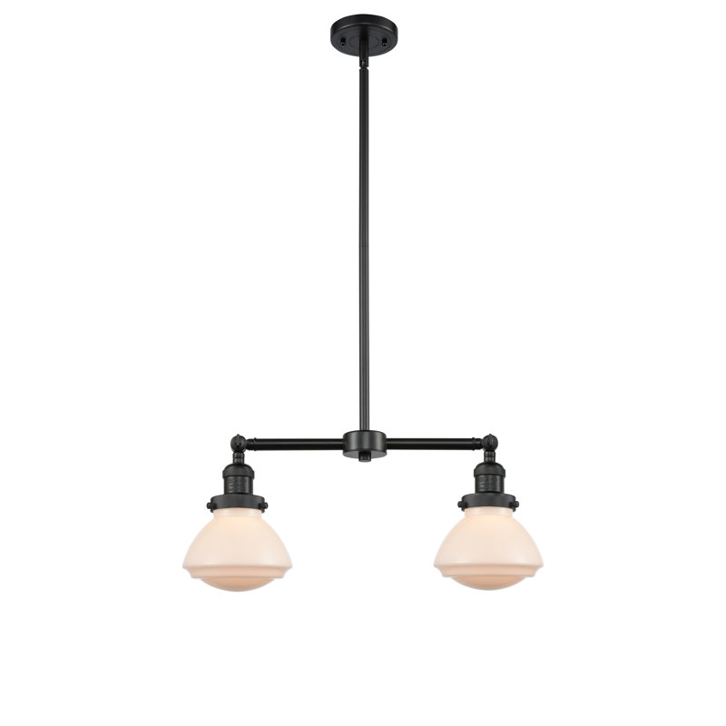 Luminaire suspendu linéaire à 2 lumières pour îlot de cuisine Bungay, Blanc mat, Noir mat