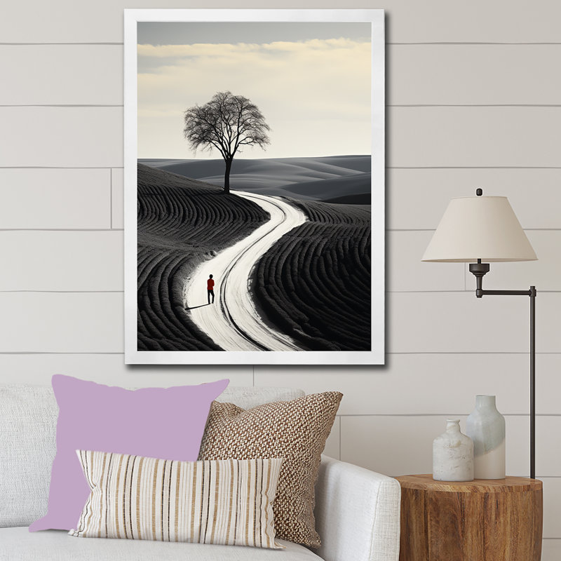 «Wind Turbines Minimalisme Scenery I» sur toile, Cadre simple blanc, H 32 po x l 24 po x P 1 po