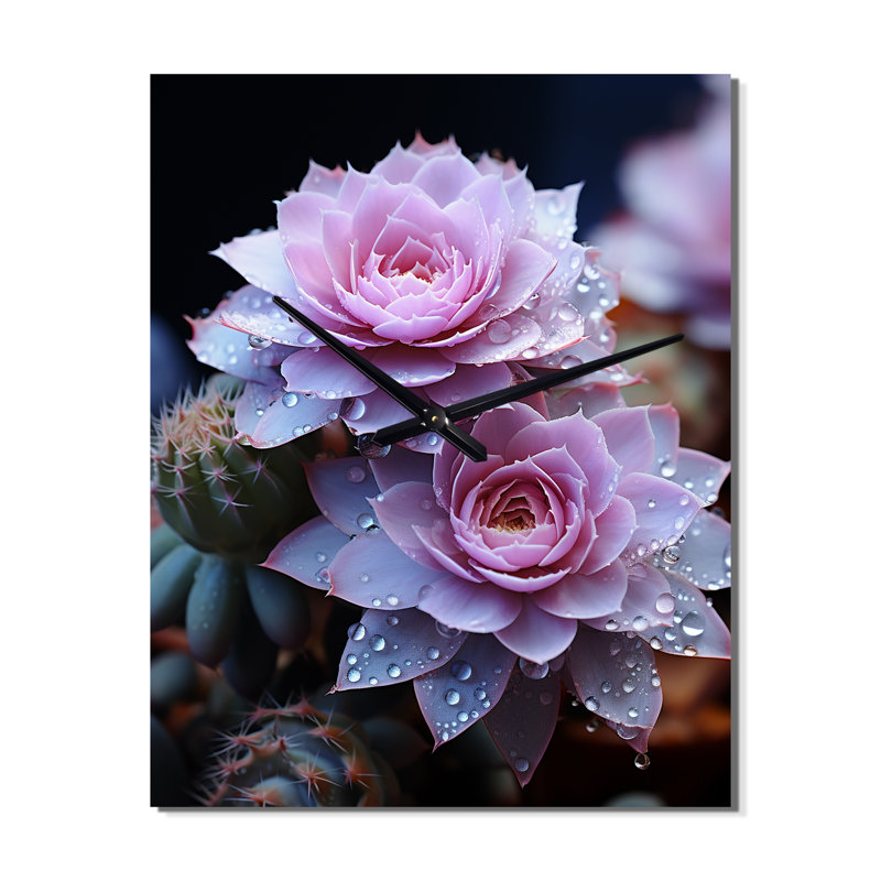 Horloge murale moderne à motif floral rose, H 32 po x l 16 po x P 1 po