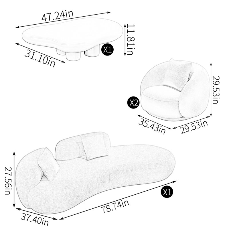French style sofa tea table combination