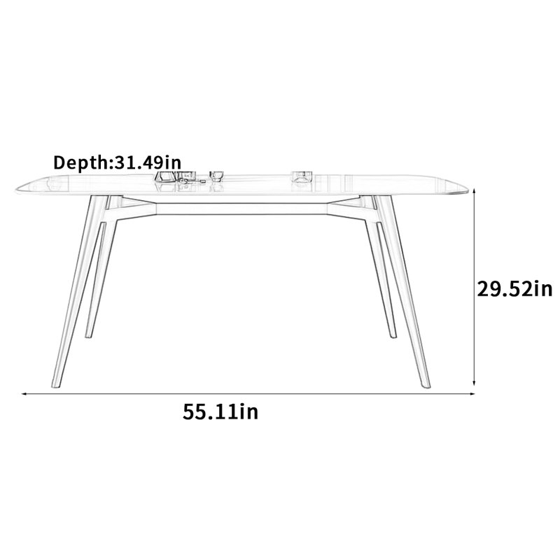 Table de salle à manger Light, H 29,52 po x L 55,11 po x l 31,49 po