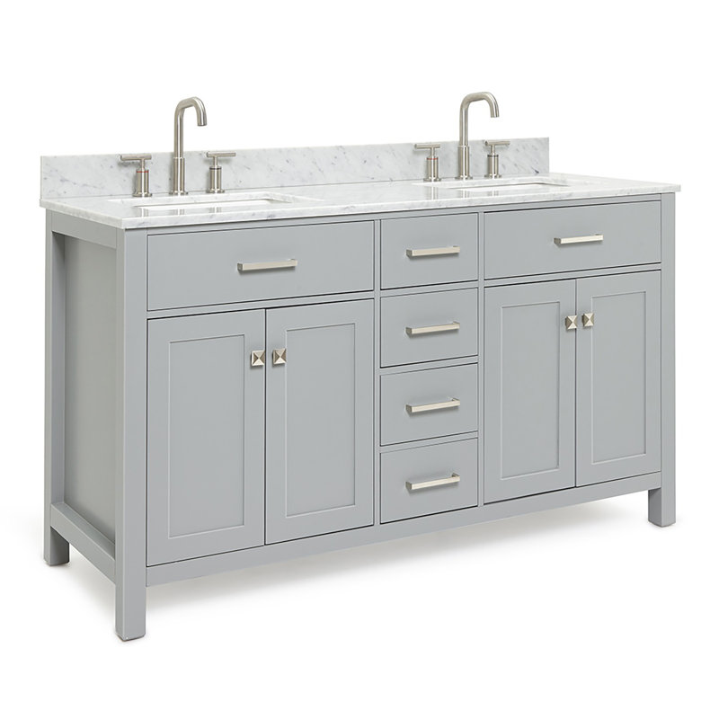 Ensemble de meuble-lavabo double 61 po Aberdeenshire, gris