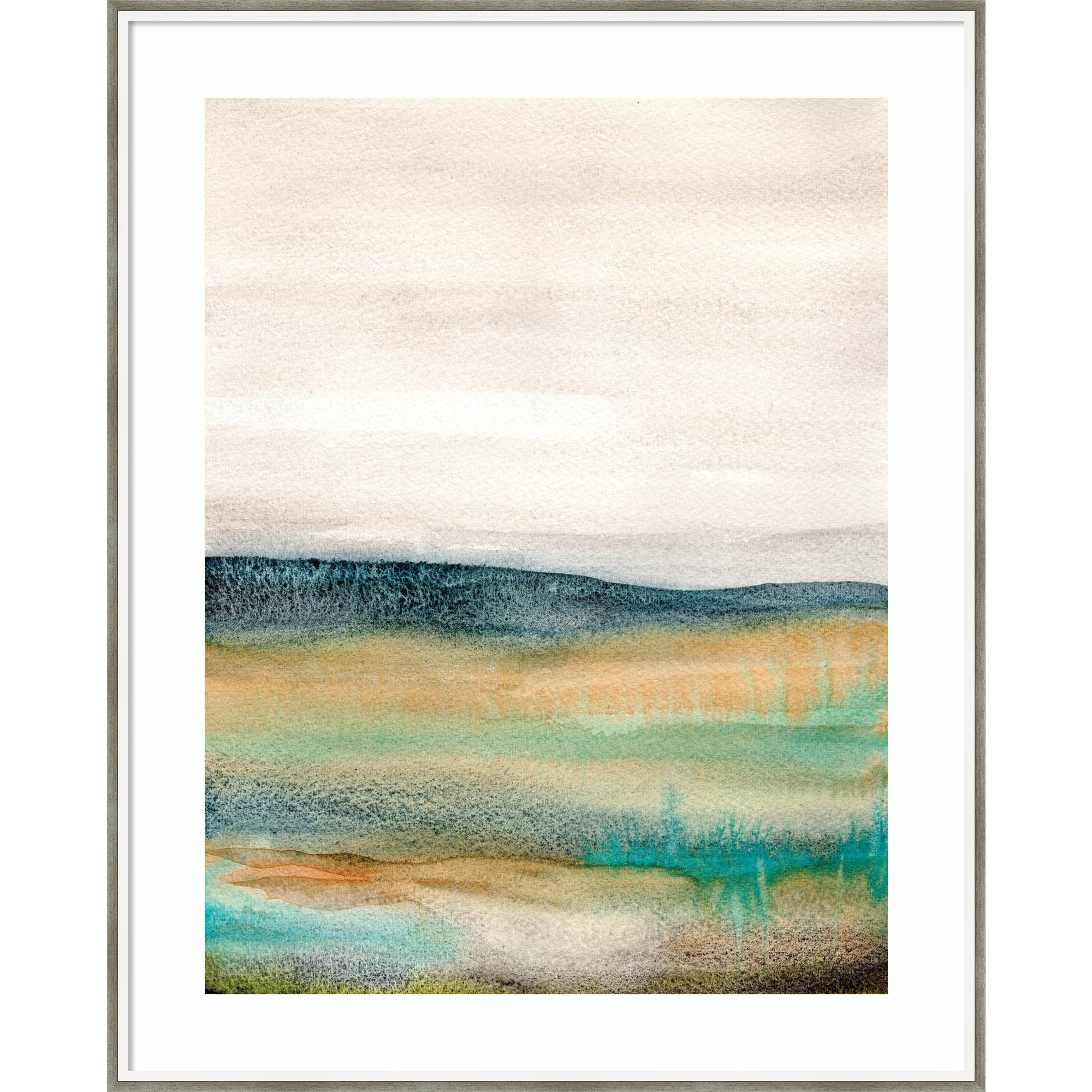 Foggy Mountain by Xizhou Xie, 41" H x 33" W x 2" D, Silver