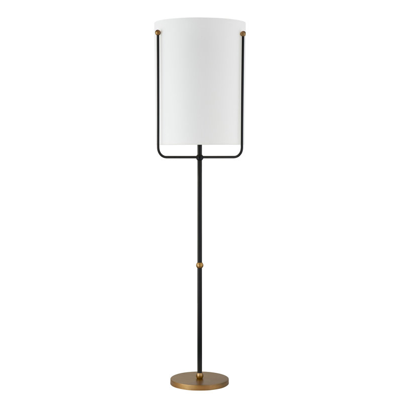 Lampe sur pied 69 po avec abat-jour en tissu Pilar, noir / or