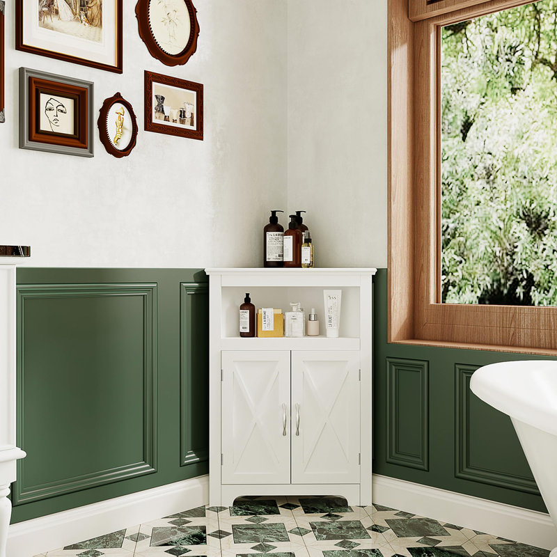 Armoire d'angle pour salle de bain, Blanc