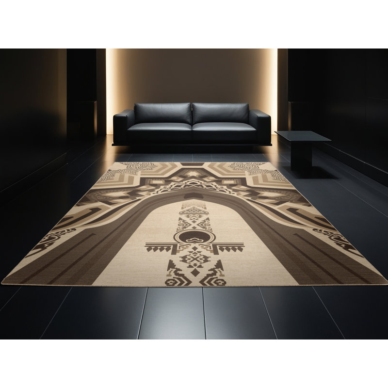 Tapis oriental brun classique et beige lavable à la machine Paitlyn Accra, 8 x 10