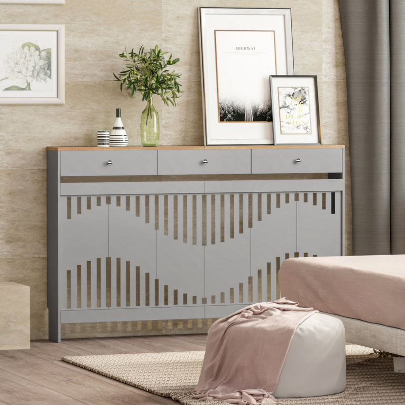 Radiator Cover, 96cm H x 152cm W x 19cm D, Grey Brown