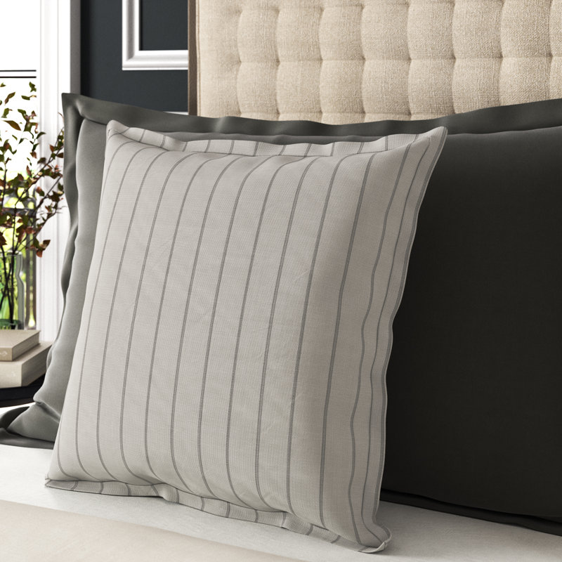 Ivory and Gray Striped Belgian Linen Euro Sham