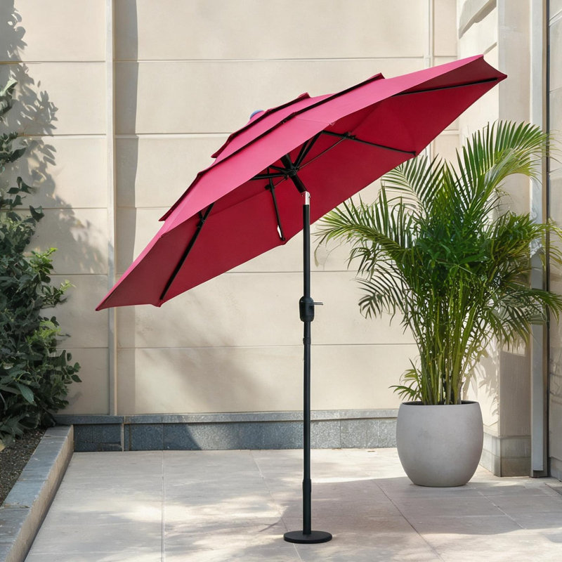 Parasol et accessoires en tissu en polyester et vin rouge vin d'extérieur, 9 po, avec conception réglable