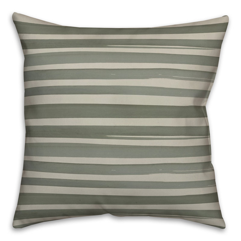 Striped Reversible Throw Pillow, Green