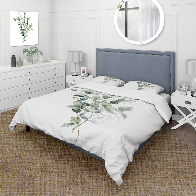 Green Bouquet of Eucalyptus I - Ensemble de housse de couette traditionnel - Microfibre de polyester