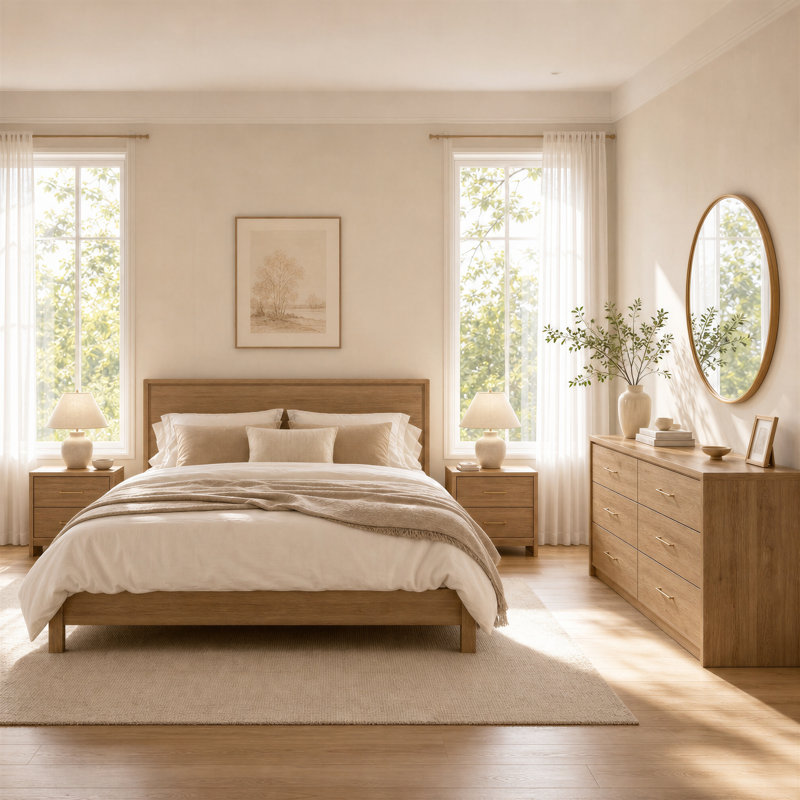 68.6cm W Bedside Table, Set of 2, Sand Oak