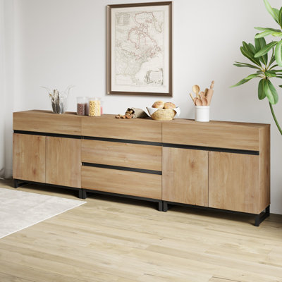 Modern Storage Cabinet, 3-In-1 Sideboard With Adjustable Shelves And 3 Drawers, Coffee Bar Cabinet For Living Or Dining Room, Brown