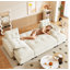 Canapé-lit modulaire en U de 104,7 po 2-en-1 convertible modulaire avec lit escamotable, accoudoirs amovibles et ports USB (beige / blanc)-1452959815