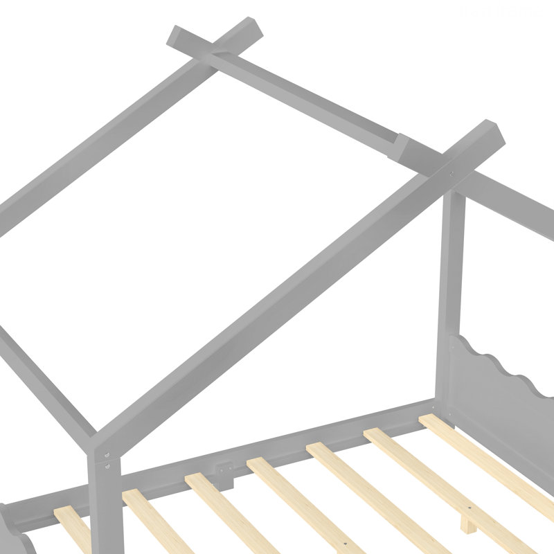 Structure de lit de style moderne, lit de plancher à structure en bois avec lattes de support