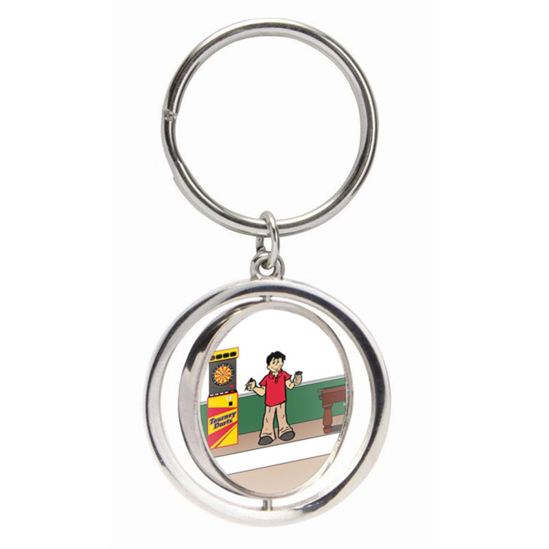 Personalized Dart Lover Male Small Spinning Key Chain, Yes