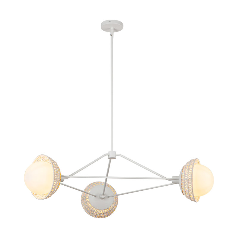 Lustre moderne 3 lumières 40 po Artiola, Blanc