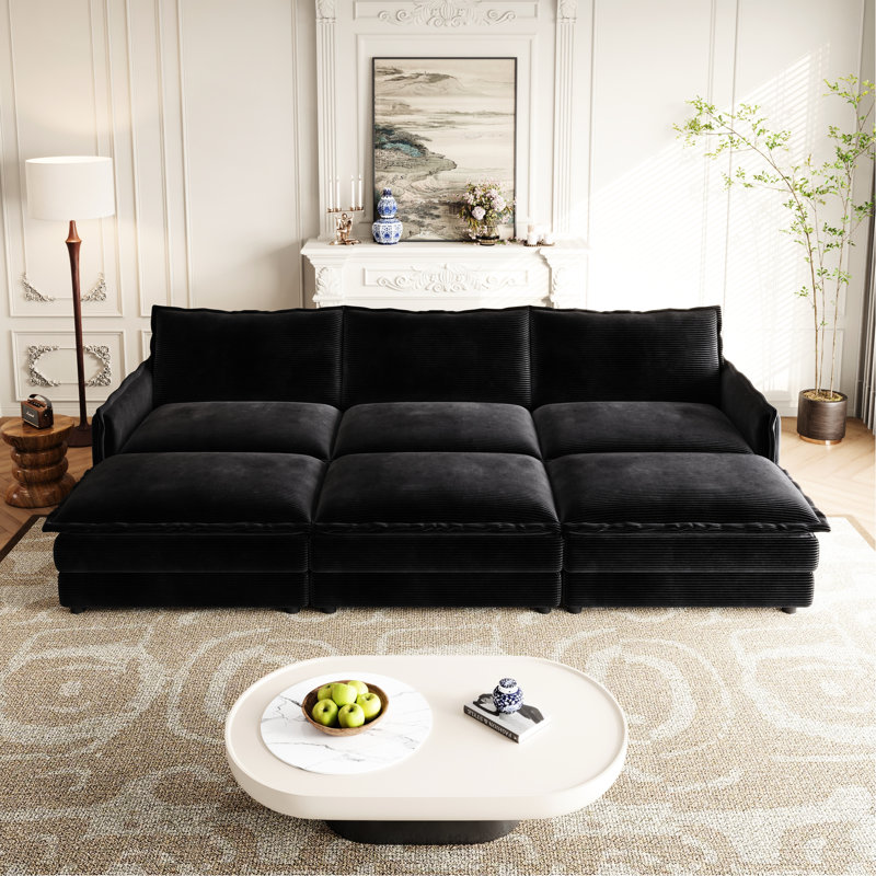 Fauteuil inclinable profond avec mousse de velours côtelé - Confortable rembourrage en éponge confortable, Noir