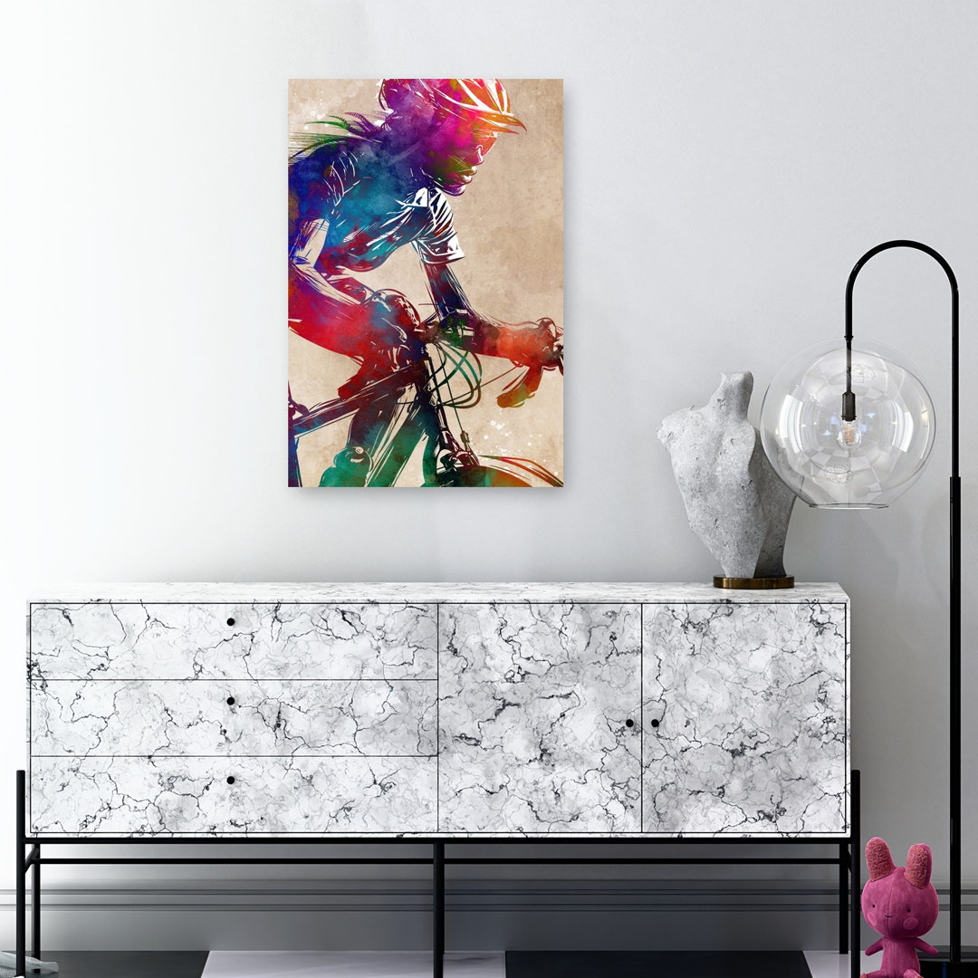 Dynamic Cycling Watercolor Abstract Contemporary City Architecture Wall Art Print