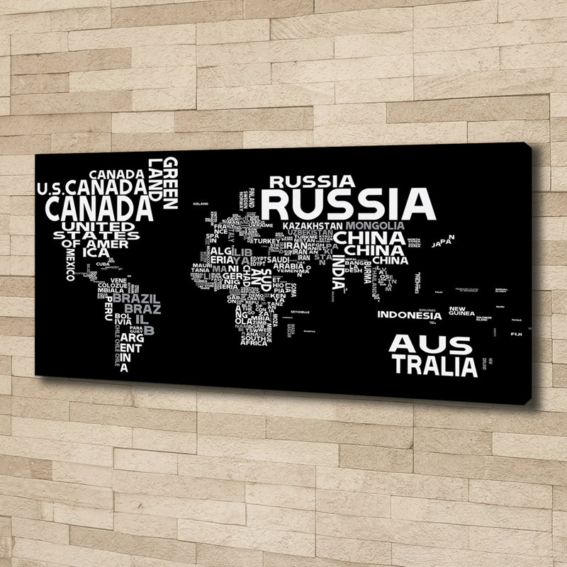 World Map With Subtitles - Wrapped Canvas Print