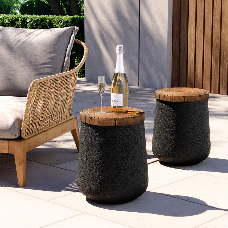 Kanauga Outdoor Side Table , 13.2'' in. W 13.2'' in. D, Black, 2